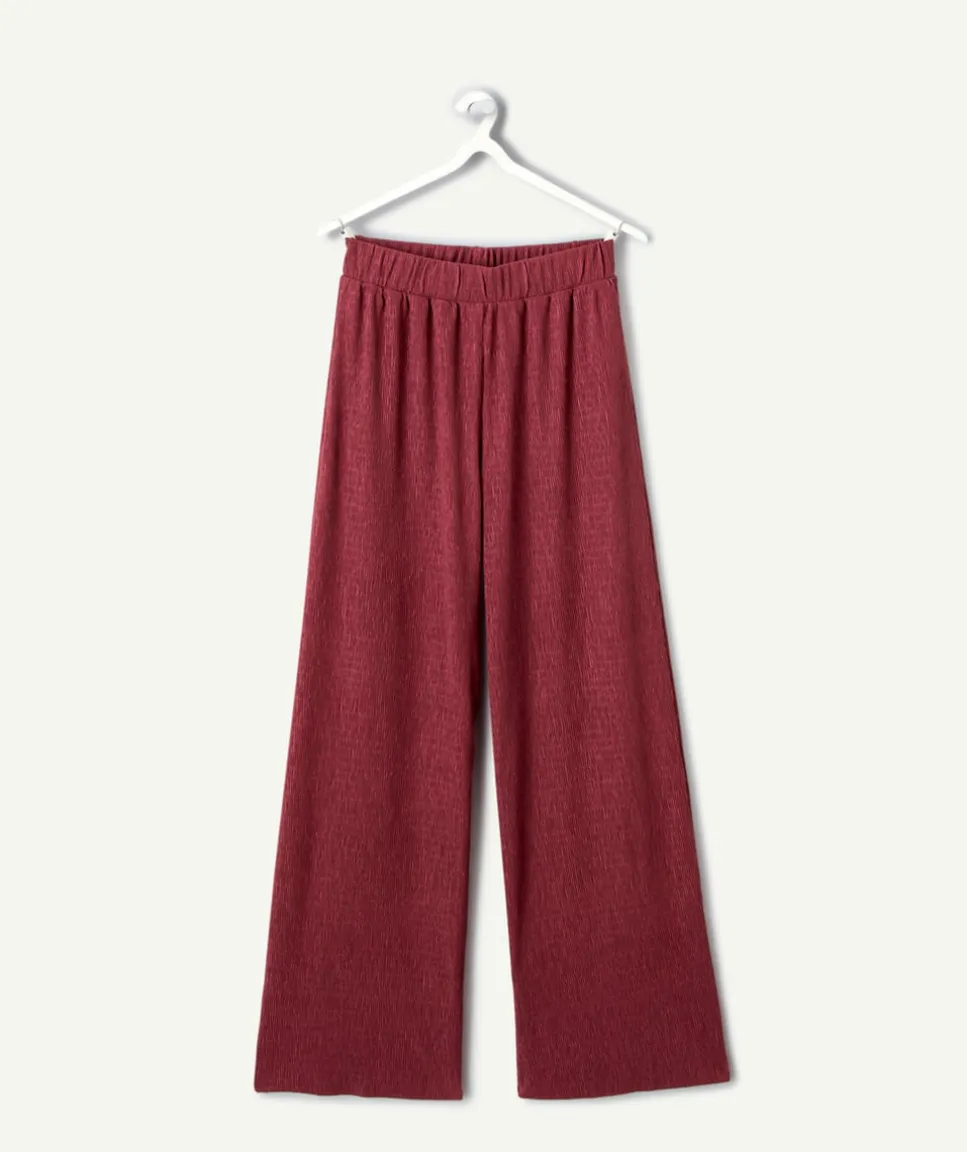 Pantalon fille flared bordeaux