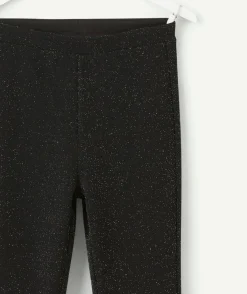 Pantalon fille flare pailleté noir