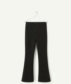 Pantalon fille flare pailleté noir
