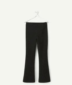 Pantalon fille flare pailleté noir