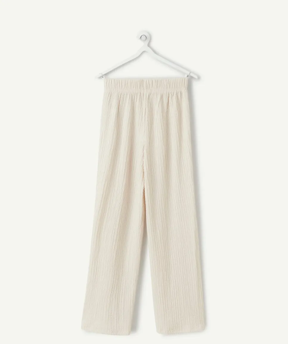 Pantalon fille large beige