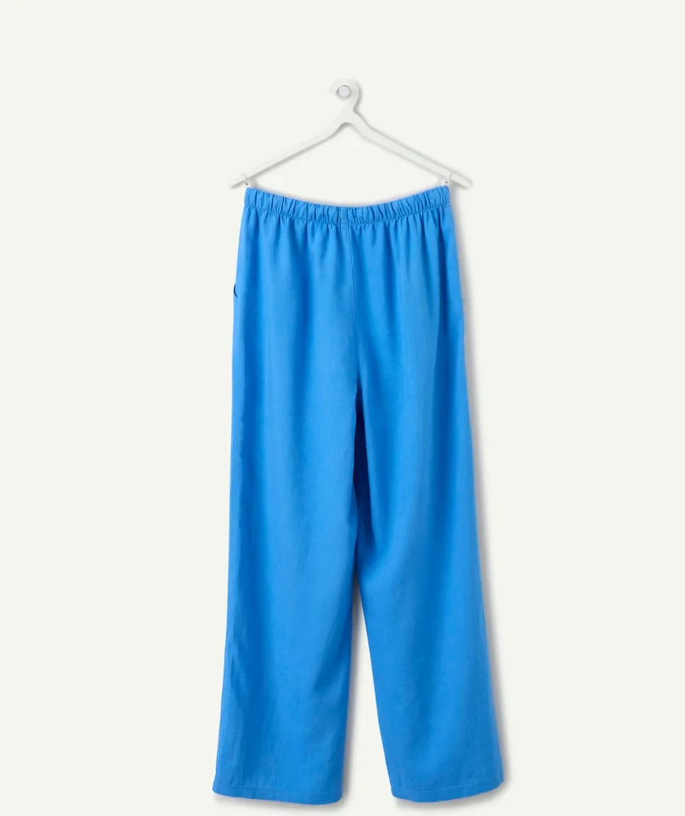 Pantalon fille large bleue