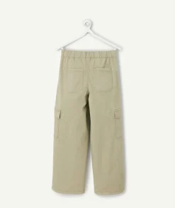 Pantalon fille large cargo kaki