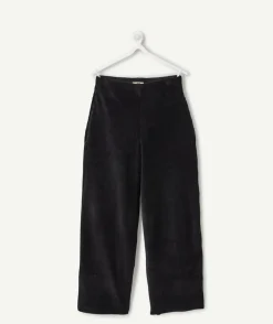 Pantalon fille large côtelé noir
