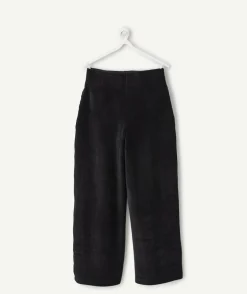 Pantalon fille large côtelé noir