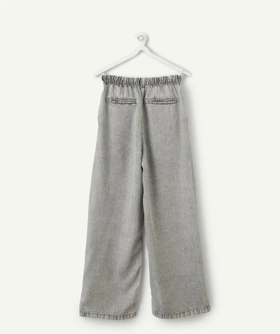 Pantalon fille large gris