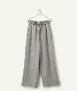 Pantalon fille large gris