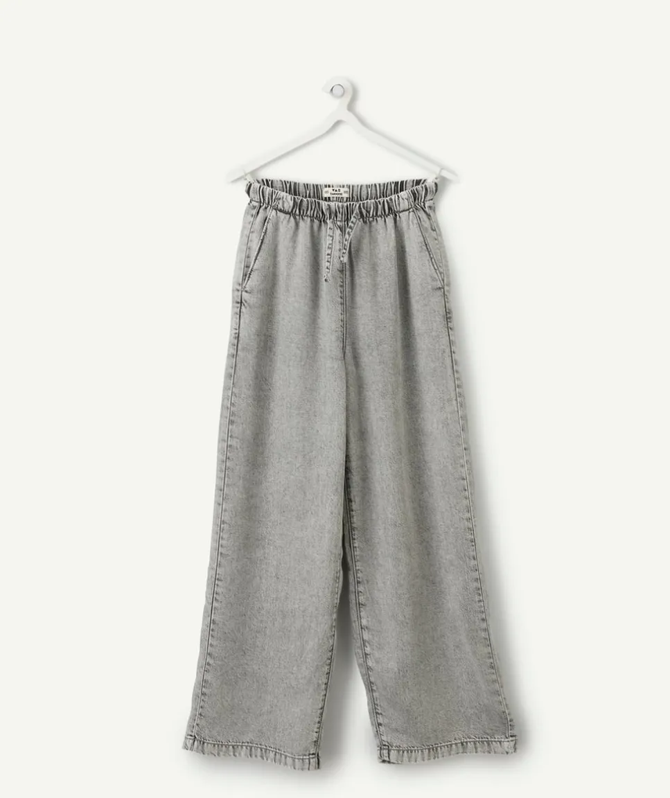 Pantalon fille large gris