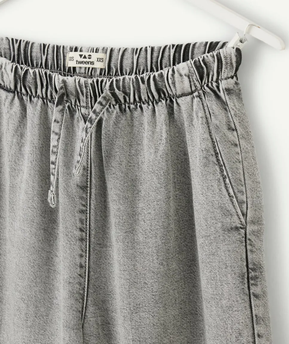 Pantalon fille large gris