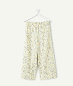 Pantalon fille large imprimé floral