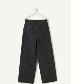 Pantalon fille large imprimé noir