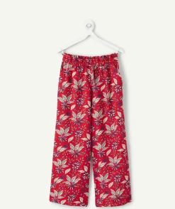 Pantalon fille large imprimé rouge