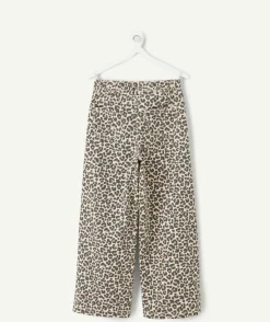 Pantalon fille large long imprimé léopard