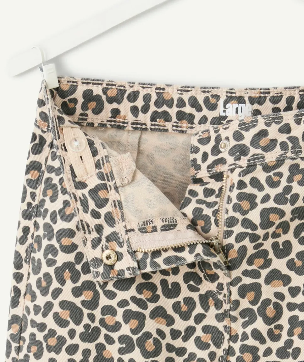 Pantalon fille large long imprimé léopard