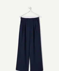 Pantalon fille large marine