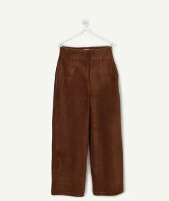 Pantalon fille large marron
