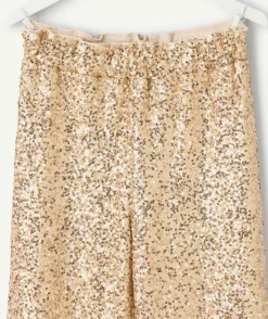 Pantalon fille large paillettes dorées