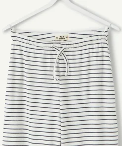 Pantalon fille large rayé blanc et bleu