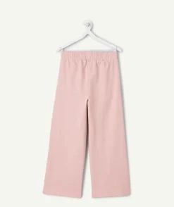 Pantalon fille large rose dentelle taille élastique