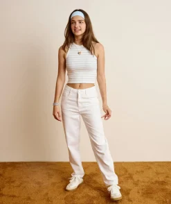 Pantalon fille mom blanc