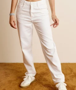Pantalon fille mom blanc