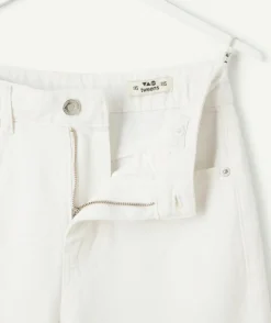 Pantalon fille mom blanc