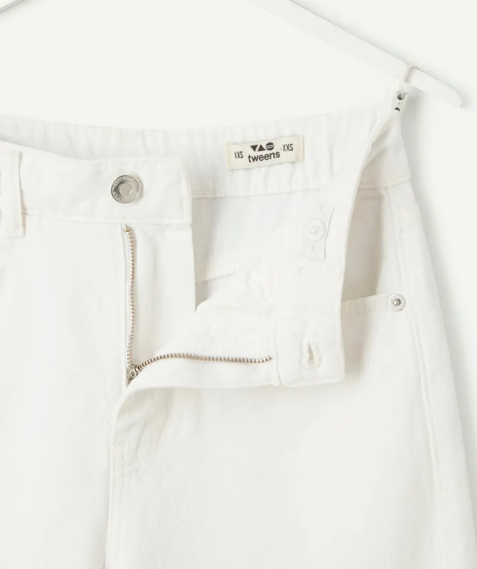 Pantalon fille mom blanc