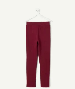 Pantalon fille slim bordeaux détails