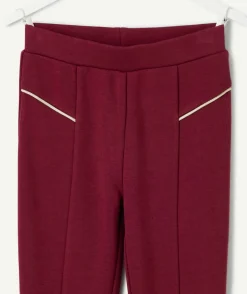 Pantalon fille slim bordeaux détails