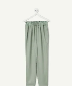 Pantalon fille vert taille élastiquée