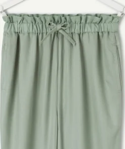 Pantalon fille vert taille élastiquée