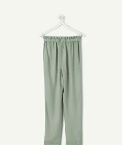 Pantalon fille vert taille élastiquée