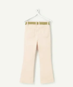 Pantalon flare fille rose avec ceinture