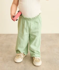 Pantalon fluide bébé fille vert