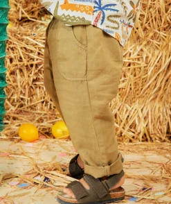 Pantalon fluide bébé garçon kaki avec poches
