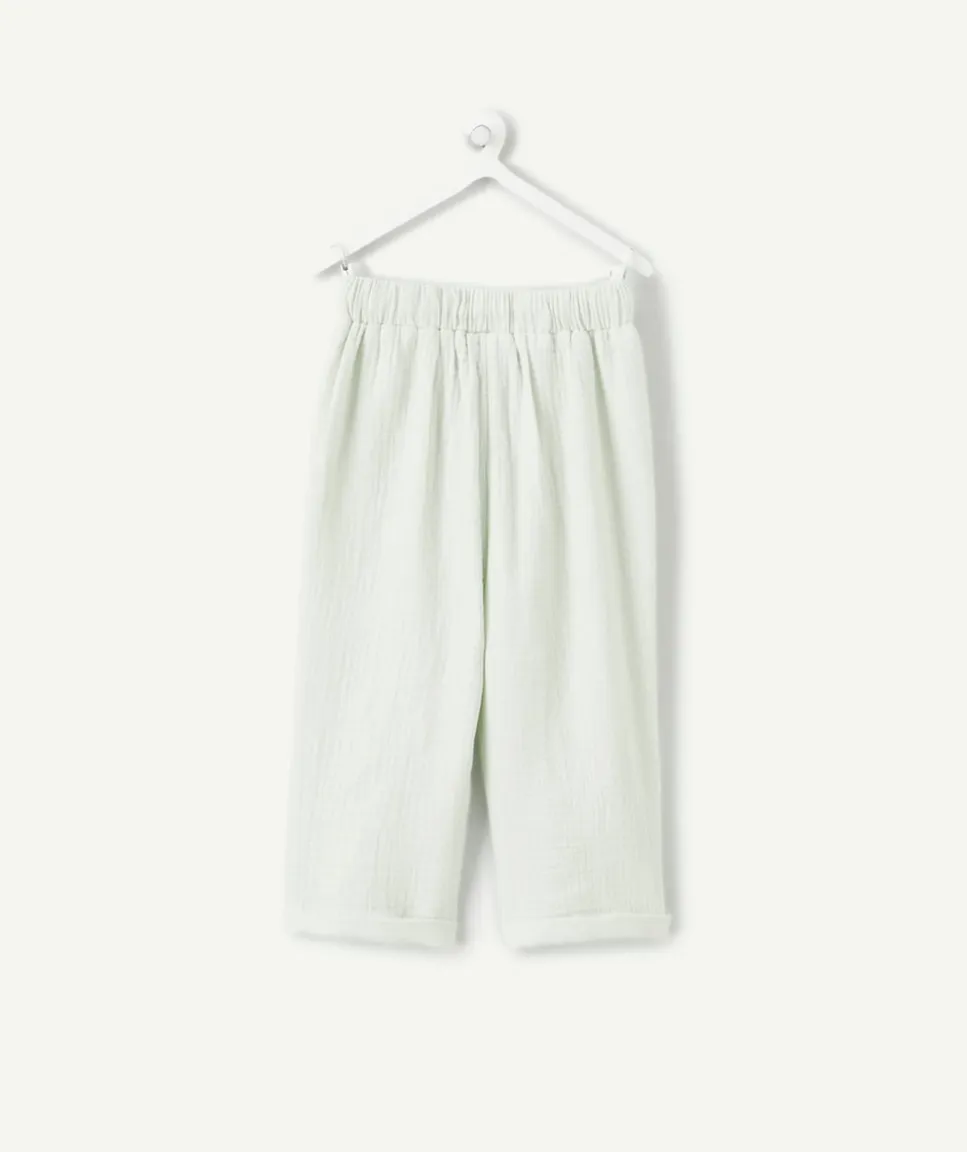 Pantalon fluide gaz de coton bébé garçon vert