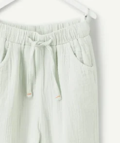 Pantalon fluide gaz de coton bébé garçon vert