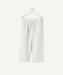 Pantalon fluide gaz de coton bébé garçon vert