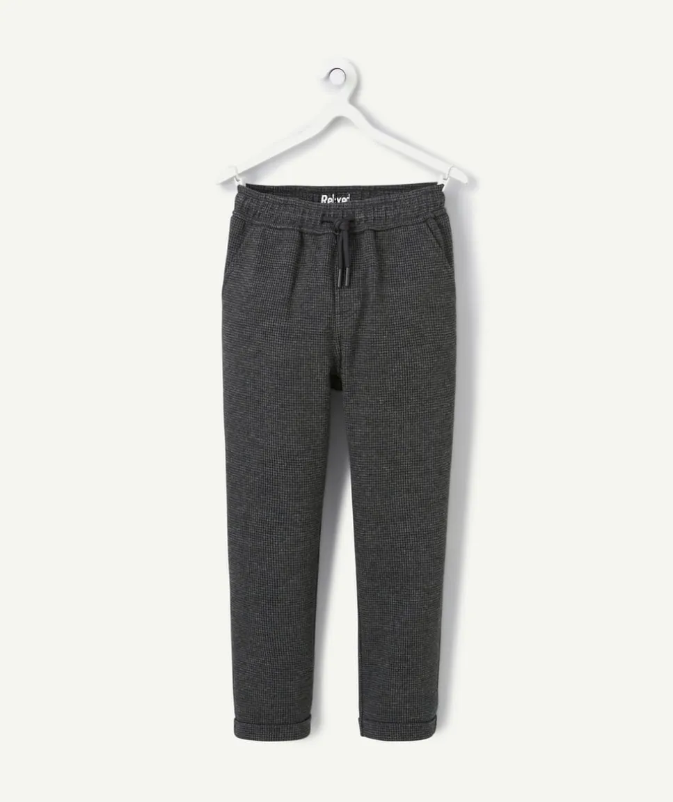 Pantalon garcon relax imprimé pied de poule