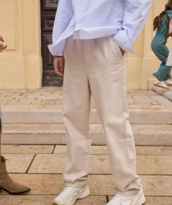 Pantalon garçon baggy écru