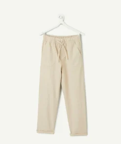 Pantalon garçon beige coupe relax