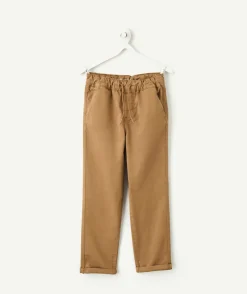 Pantalon garçon droit camel en coton