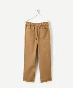 Pantalon garçon droit camel en coton