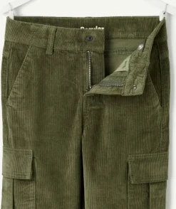 Pantalon garçon droit côtelé kaki
