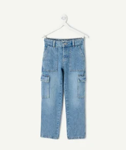 Pantalon garçon droit denim bleu