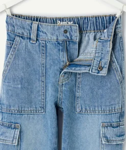 Pantalon garçon droit denim bleu