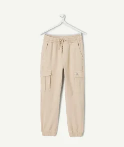 Pantalon garçon jogger style cargo beige