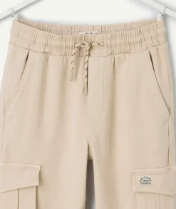 Pantalon garçon jogger style cargo beige