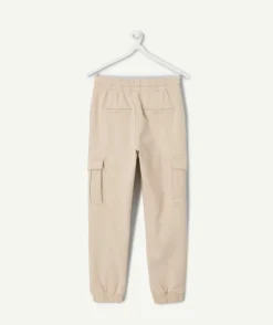 Pantalon garçon jogger style cargo beige