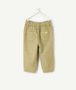 Pantalon garçon kaki à taille élastique